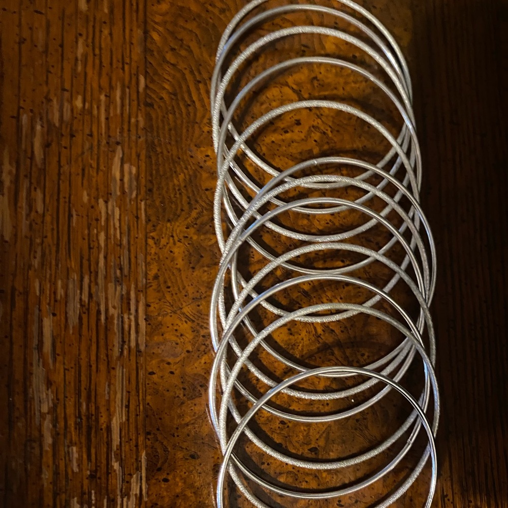 Silver Bangle Bracelet Set - Picture 3 of 5